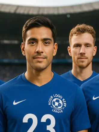 Team wearing custom printed T-shirts