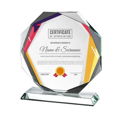Carved Edges Round Shape Crystal Awards (Octagon)