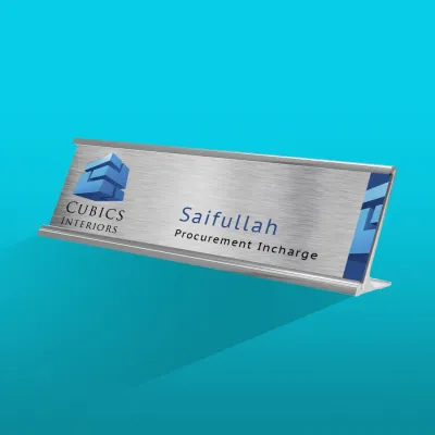 Metallic Name Plate for Desk and Doors (L Shape)