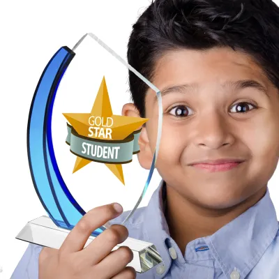 Crystal Award (Blue and Transparent)