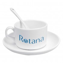 Promotional Logo Ceramic Saucer Teacups with Spoon