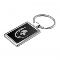 Personalized Logo Black Rectangular Metal Keychains 