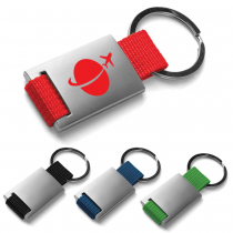 Promotional Logo Stylish Metal Keychain with Strap 