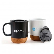 Personalized Logo Ceramic Mug with Cork and Lid | LUCCA