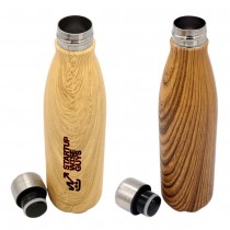 Personalized Logo Stainless Steel Water Bottle with Wood Print | GEYER