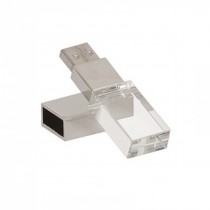Crystal Block USB with Light up Engraved Branding, upto 32 GB with Presentable Metal Box - 1 Spot Branding Through Engraving