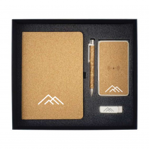 Personalized Logo Eco-Friendly Gift Sets - A5 Notebook, Pen, Powerbank, USB 