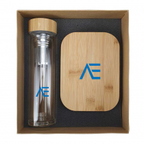 Personalized Logo Eco-Friendly Gift Sets - Glass Flask, Glass Lunch Box 