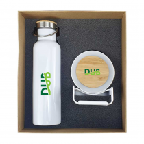 Personalized Logo Eco-Friendly Gift Sets - Steel Bottle, Lamp with Wireless charger and Speaker 
