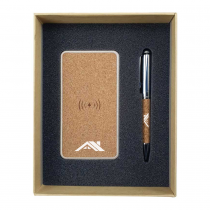 Personalized Logo Eco-Friendly Gift Sets - Wireless Powerbank, Metal Pen 