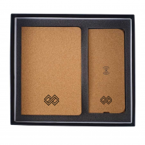 Personalized Logo Eco-Friendly Gift Sets - A5 Notebook, Foldable Mousepad with Wireless Charger 