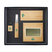 Personalized Logo Eco-Friendly Gift Sets - Wireless Powerbank, Desk Clock, Pen, Keychain 