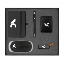 Promotional Logo Gift Sets - A6 Notebook, Wireless Mouse, Powerbank, Metal Pen w/ Stylus, 8 GB USB 