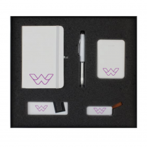Personalized Logo Gift sets - A6 Notebook, Pen, Powerbank, Phone Stand, USB 