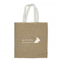 Personalized Logo Jute Bag with White Handle 