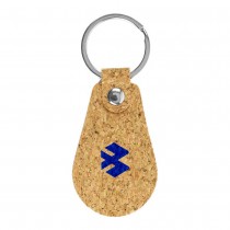 Promotional Cork PU Keychains with 32mm Metal Flat Key Ring 