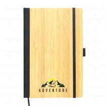 Personalized Logo A5 size Bamboo Notebooks with Pen Loop & Page Marker 