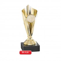 Plastic Trophy - Gold, Silver and Bronze Material - Marble Base  with Metal, Acrylic or Digital Sticker Branding - Awards