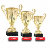 Plastic Trophy - Gold Finish - Marble Base  with Metal, Acrylic or Digital Sticker Branding - Awards - Various Sizes (Cup Shape)