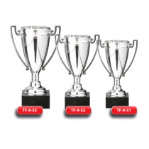 Plastic Trophy - Silver Finish - Marble Base  with Metal, Acrylic or Digital Sticker Branding - Awards - Various Sizes (Cup Shape)