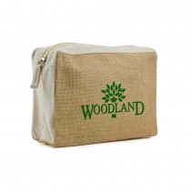 Personalized Logo Natural Jute with Cotton Zipper Pouches 
