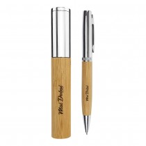 Personalized Logo Metal and Bamboo Pen with Tube Box