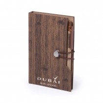 Personalized Logo Wood Design Notebook with Sticky Note and Pen 