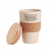Promotional Logo Wheat Straw Cup with Bamboo Lid and Cork Grip
