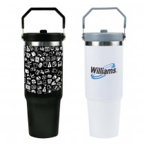 Personalized Tumbler with Handle & Straw SS Double Wall - 900ml