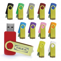 Personalized Shiny Gold Swivel USB Flash Drives 