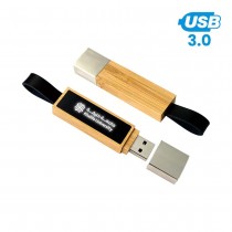 Bamboo USB Drive 64GB with LED Logo & Strap – USB 3.0