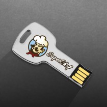 Key Shape USB upto 32 GB with Plastic Box - Engraving or UV Printing - 2 Sides Branding Optional