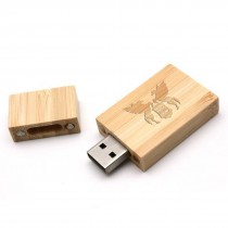 Wooden USB upto 32 GB with Metal Box - Laser Engraving or UV Printing - 2 sides optional