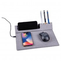 10W Wireless Mouse Pad & Desk Organizer with Power Bank [VANI]