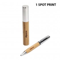 Personalized Logo Metal Pen with Bamboo Barrel | ATCA