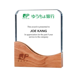 Personalized Logo Square Crystal Awards with Wooden Base 