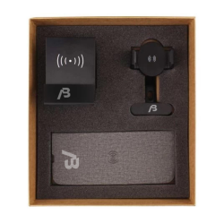 Promotional Logo Wireless Tech Gift Sets - Mousepad, Bluetooth Speaker, Car Charger Mount 