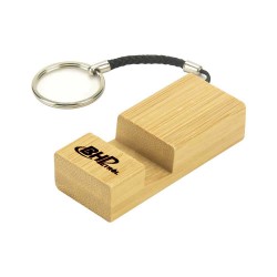 Promotional Logo Bamboo Phone Stand with Round Key Holder