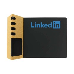 Personalized Logo Foldable Cork+PU Mousepad with Mobile & Pen Holder 