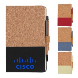 Personalized Logo A5 Cork Fabric Hard Cover Notebook and Pen Set 