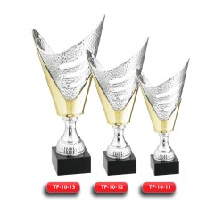 Plastic Trophy - Gold & Silver (Combined) Finish - Marble Base  with Metal, Acrylic or Digital Sticker Branding - Awards - Various Sizes (V Shape)