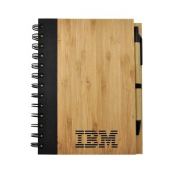 Promotional Logo Bamboo Notebook with Pen 