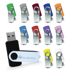 Personalized Shiny Silver Swivel USB Flash Drives 