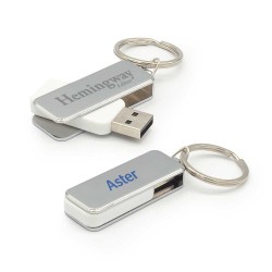 Personalized Metal Swivel USB with Key Holder 