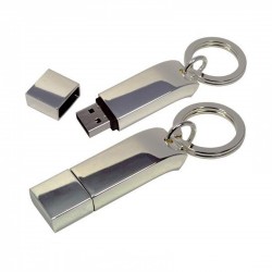 Heavy Glossy Metal USB with Similar Cap - Key Ring Attached, upto 32 GB with Metal Box - Engraving or UV Printing - 2 Sides Branding Optional
