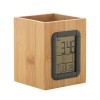 Bamboo Desk Organizer with Digital LCD Clock