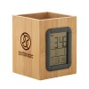 Bamboo Desk Organizer with Digital LCD Clock