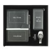 Black Gift Sets - A5 Notebook, Pen, 8000mAh Powerbank, Metal 8 GB USB, Reel Badge with Black Cardboard Gift Box