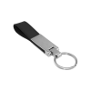 Personalized Metal Key Chains with Leather Strap Black