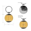 Round Bamboo Metal Keychains 